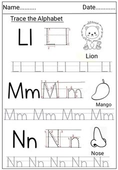 the alphabet worksheet for children to learn how to write and draw letters with pictures