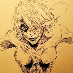 Founding Titan Sketch, Annie Titan Form, Annie Titan, Aot Icons, Attack On Titan Tattoo, Female Titan, Random Sketches, Eren Aot, Sketchbook Inspo