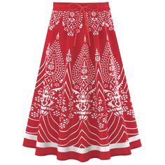 Stylish Colors And A Bold Design Make This Beautiful Skirt Perfect To Wear All Season Long. The Stylish Circle Skirt Is Flattering And Easy To Dress Up Or Down. It Has A Lovely White Print Atop A Solid Background And An Elasticized, Smocked Waistband With Drawstring That Makes It Comfortable And Easy-To-Wear. Machine Wash. Cotton; Imported. Approx. 27"L. Choose: Red Or Khaki. Avaiable In: M(10-12), L(14-16), Xl(18-20) Or Xxl(22-24). Red Lace Skirt, Christmas Skirt, Skirt Medium, Beautiful Skirt, Collections Etc, Womens Maxi Skirts, Solid Background, Denim Maxi Skirt, Kinds Of Clothes