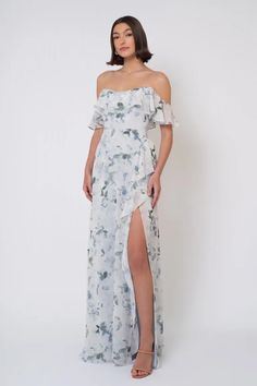 Salma Print by Jenny Yoo | Shop Online Now Jenny Yoo Bridal, Printed Bridesmaid Dresses, Printed Chiffon Dress, Jenny Yoo Bridesmaid, Print Chiffon Dress, Bridal Shower Dress, Jenny Yoo, Rehearsal Dress, Convertible Dress