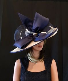 Navy Blue Hat, Royal Ascot Hats, Navy Hat, Couture Hats, Ascot Hats, Navy Hats, Hat Fits, Kentucky Derby Hats, Elegant Hats