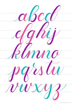 the different types of calligraphy are shown in this handwritten alphabet style, and it is