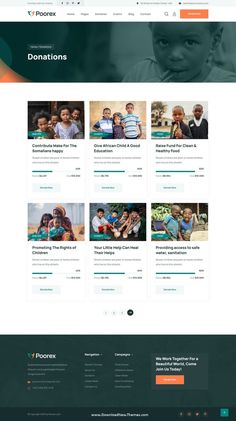 Poorex - Nonprofit Charity HTML Template Donation Page, African Children, Charity Fundraising, Street Kids, Donate Now, Html Templates, Professional Website, Raise Funds