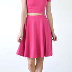 Women's high-waisted, knee length, swishy skater skirt from Stylecamp.   Stylecamp's high waisted skater skirt is a timeless wardrobe classic.  Nipping you in at the waist with a comfortable elastic waistband, the skirt falls to a playful flare at the knee for a satisfying swish as you walk.  Created in a variety of head-turning colours, this elegant skirt is simple to style all year-round.   MADE FROM   Luxurious ponte roma/ponte di roma double knit jersey fabric. A quality fabric made with ela Casual Bride, Strappy Crop Top, Wardrobe Classic, Skirts Midi High Waisted, Off Shoulder Crop Top, Vintage Inspired Outfits, Elegant Skirt, Skirt Co Ord, Fall Skirts