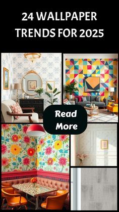 a collage of images with the words wallpaper trend for 2055 read more