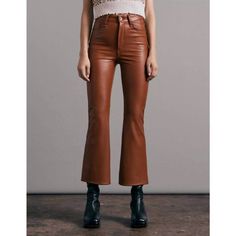 Rag & Bone Women’s Casey Faux Leather Model In Putty Brown High Waisted Flare/Cropped Size 32 New With Tags There’s A Tiny Pull In The Inside Of The Bottom Leg Inseam - Shown In Pictures Otherwise Excellent Condition Measurements Taken Flat Waist 16.5” Front Rise 13” Inseam 26” Leather Flare Pants, Cropped Flare Pants, Leather Pant, Stylish Boots, High Waisted Flares, Weekend Wardrobe, Faux Leather Pants, Women Denim Jeans, Fit Pants