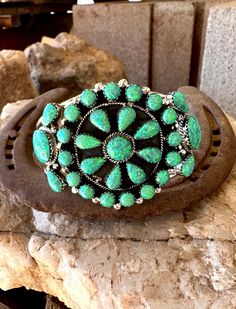 This Cluster Cuff is so beautiful with 31 stones inlaid in .925 sterling silver all handmade in the USA, choose from our colors Hot Pink Opal, Neon Green, Campitos Blue and White Buffalo! White Buffalo, Pink Opal, Native American Jewelry, Neon Green, So Beautiful, Buffalo, Hot Pink, Opal, Blue And White