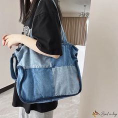 Bird in Bag - New student crossbody bag female fashion popular spelling color denim handbag large capacity shoulder bag Denim Handbag, Bag Jeans, New Student, Denim Crossbody, Denim Handbags, Perfect Purse, Denim Shoulder Bags, Recycled Jeans, Daily Bag