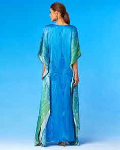 NicoBlu® Delfina Silk Kaftan in Sea Nymph Blues Green Silk Floor-length Kaftan, Blue Silk Summer Kaftan, Bohemian Blue Silk Dresses, Blue Silk Maxi-length Kaftan, Blue Summer Evening Kaftan, Elegant Blue Silk Kaftan, Mother Of The Groom Dress, Bride And Mother, Sea Nymph