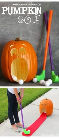 pumpkin golf game for kids to play with