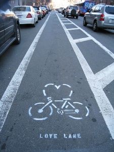 there is a bike lane painted on the street