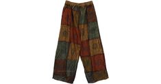 Brown Luster Mixed Patchwork Pants with Flexible Waist in Clothing - Deep-colored, casual, and stylish, these boho hippie pants with side pockets are perfect for your next adventure day out! The patchwork style has a harmonious combination of dark shades of browns and greens. Features: Split-Skirts-Pants, Patchwork, Junior-Petite, Bohemian, Handmade. Boho Hippie Pants, Patchwork Pants, Boho Clothes, Hippie Pants, Hippie Look, Trendy Skirts, Bohemian Handmade, Brown Outfit, Split Skirt