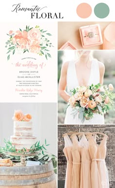 the wedding colors are peach and green