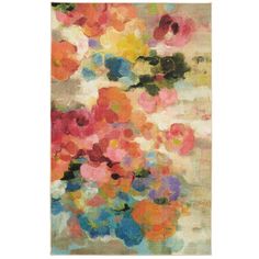 an abstract floral rug with multicolored flowers