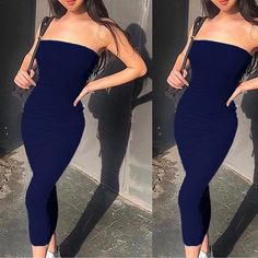 Simple But Sexy Strapless Bodycon Tube Dress. Long And Backless. This Dress Hugs All Body Types To Fit Perfectly All Around. Best Seller! Material: Cotton Blend Blue Bodycon Strapless Dress For Date Night, Strapless Stretch Tube Top For Going Out, Stretch Strapless Tube Top For Going Out, Elegant Fitted Blue Tube Top, Elegant Blue Sleeveless Tube Top, Blue Strapless Bodycon Dress For Night Out, Blue Stretch Strapless Mini Dress, Blue Bodycon Strapless Dress, Blue Strapless Bodycon Dress