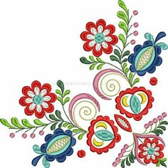 an embroidery design with flowers and leaves