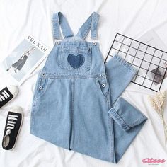 Qteee - Chic Denim Overalls with Love Heart Pocket Spring Heart Print Cotton Jeans, Trendy Heart Print Jeans For Spring, Cute Cotton Jeans With Pockets, Casual Cotton Jeans With Heart Print, Cute Spring Denim Jeans, Cute Blue Denim Jeans, Cute Medium Wash Denim Jeans, Cute Light Wash Cotton Jeans, Naruto Fashion