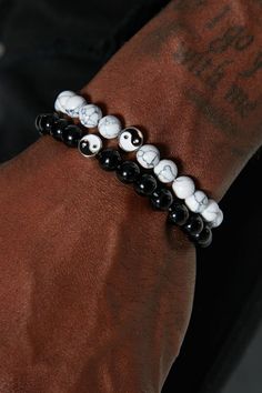 Available In Black/White. 2 Piece Set Two-Tone Detail Imported California Proposition 65 WARNING: Cancer and Reproductive Harm - www.P65Warnings.ca.gov. | Mens Yin Yang Bracelet Set in Black/White by Fashion Nova Boys Beaded Bracelets, Boy Bracelet, Yin Yang Bracelet, Mens Bracelets, Mens Beaded Bracelets, Black White Fashion, White Fashion, 2 Piece Set, Yin Yang