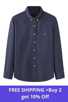 Men's Button-Down Collar Shirt Stripe Plus Size up to 10XL in Dark BlueFREE SHIPPING +Buy 2  get 10% Off Collar Shirt, Button Down Collar, Collar Shirts, Business Casual, Dark Blue, Plus Size, Collar