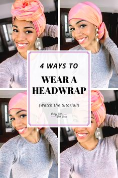 Four Easy ways to style a head wrap! It's my go-to for protecting my Natural Hair. How to Video Tutorial on a black woman, including top knot. Scarf is from Melanin Haircare. #BlackBlogger  #Headwrap #NaturalHair #Proteectivestyle Chemo Hair Wraps Head Coverings, Head Wrap Styles With Braids, Chemo Essentials, Headwrap Hairstyles Tutorials, Hair Wrap Ideas, Chemo Tips, Cute Nails Black, Melanin Haircare, Tie A Turban