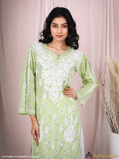 ▪ Fabric: Cotton ▪ Sleeves: 3/4 Sleeves ▪ Style: Straight Kurti ▪ Kurti Length: 46 Inches ▪ Occasions: Party Wear, Office Wear, Festive Wear ▪ Garment Care: Hand Wash Only ▪ Package Contains: 1x Kurti Short Kurtis, Chikankari Kurta, Straight Kurti, Lucknowi Chikankari, White Kurta, Indian Bollywood, Tunic Shirt, Designer Wear, Green Cotton