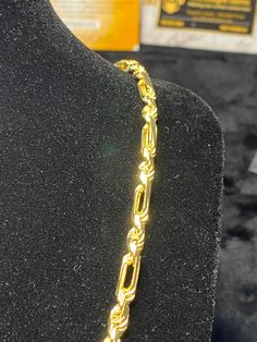 Dive into luxury with our 10k Gold-Vermeil Round Diamond Cut Chain—an Italian masterpiece with unbeatable pricing! Crafted in Dallas ,TX each link showcases a slightly domed profile and rounded edges, delivering a modern twist on a classic design. With a thickness of 4.5mm, this chain weighs approximately 30.17 grams, ensuring a substantial, daily-wear piece. This stunning chain can be worn has a chain or a chain and a bracelet its super cool!!! Only one made like it 💫 **Product Highlights:** - Mens Fine Jewelry Gold Chain, Luxury Gold Chain Necklace For Men, Luxury 22k Gold Link Chain Necklace, Luxury Gold-tone Jubilee Chain Bracelet, Luxury Gold-tone Polished Finish Chain Bracelet, Gold Bond, Grad Gifts, 10k Gold, Dallas Tx