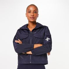 Official FIGS® Outerwear. Get Free Shipping On Orders $50+! | FIGS Womens Navy On-Shift Extremes Jacket™ Vest Layering, Happy Nurses Week, Lab Coats, Racing Gear, Sock Shop, Shell Jacket, Navy Women, Twill Tape, Outerwear Jackets