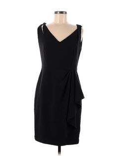 Chetta B Cocktail Dress Size: 6 Black Dresses - used. 5% Spandex, 95% Polyester, Sheath, V-Neck, Knee Length, Sleeveless | Chetta B Cocktail Dress - Sheath: Black Dresses - Used - Size 6 Formal V-neck Lined Midi Dress, Fitted Sleeveless V-neck Dress For Dressy Occasions, Black Sleeveless Dress With Asymmetrical Neckline For Formal Occasion, Formal V-neck Bodycon Sleeveless Dress, V-neck Lined Sleeveless Dress For Formal Occasions, Formal V-neck Lined Sleeveless Dress, V-neck Sleeveless Dress With Flattering Silhouette For Formal Occasions, Elegant Stretch Sleeveless V-neck Dress, Formal Sleeveless V-neck Dress With Flattering Silhouette