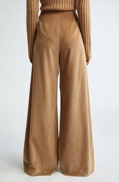 Find MAX MARA Gilly Corduroy Ultrawide Leg Pants on Editorialist. The Italian label takes a fresh approach to traditional tailoring with these pleated pants crafted in an ultrawide-leg silhouette from richly textured corduroy. Zip fly with hook-and-bar closure Front slant pockets 70% triacetate, 30% polyester Dry clean Made in Italy Designer Clothing Camel Pants, Silk Trousers, Tapered Pants, Pleated Pants, Max Mara, Leg Pants, Black Pants, Wide Leg Pants, Camel