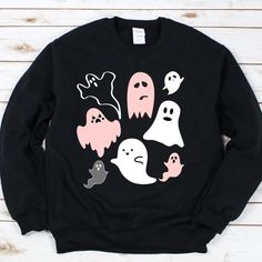 Halloween Sweatshirt Fall Sweatshirt Halloween Sweater - Etsy Cute Halloween Long Sleeve Sweatshirt, Spooky Sweatshirt For Fall, Spooky Crew Neck Sweatshirt For Fall, Fun Halloween Crew Neck Sweatshirt, Spooky Halloween Crew Neck Sweater, Grinch Shirts, Grinch Who Stole Christmas, Boo Ghost, Halloween Sweater