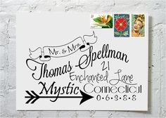 a postcard with an arrow and the words, mr and mrs thomas spellman