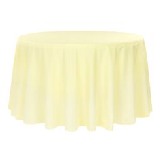 Polyester 120 Round Tablecloth - Pastel Yellow - CV Linens Cheap Tablecloths, Shower 2023, 120 Round Tablecloth, Beauty And Beast Wedding, Graduation Flowers, Team Collaboration, Event Decor Direct, Diana Wedding, Yellow Table