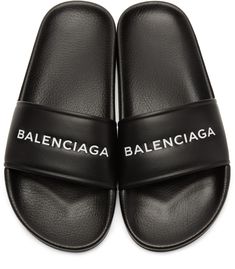 Balenciaga - Black Logo Slides Balenciaga Pool Slides Outfit, Pool Slides Outfit, Slides Outfit, Balenciaga Clothing, Balenciaga Logo, Balenciaga Black, Black Logo, Embossed Logo, Pool Slides