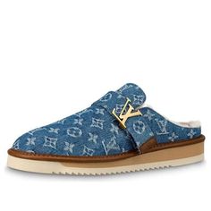 LOUIS VUITTON x Nigo Cosy Mules 'Denim Monogram' 1A81G9 Painted Timberland Boots, Louis Vuitton Denim, Sac Louis Vuitton, Louie Vuitton, Louis Vuitton Women, Louis Vuitton Sneakers, Denim Sneakers, S Monogram, Balenciaga Shoes