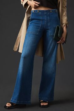 The Kit High-Rise Wide-Leg Utility Trouser Jeans | Anthropologie