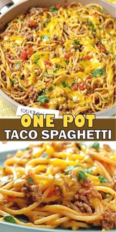 one pot taco spaghetti is an easy and delicious dinner