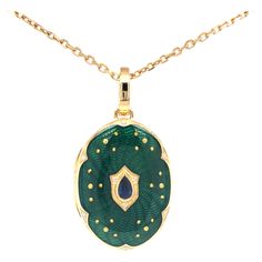 Victor Mayer customizable oval locket pendant necklace, 18k Yellow gold, translucent royal blue vitreous enamel, gold paillons, 9 diamonds total 0.04 ct, G VS brilliant cut, 1 pear shaped blue sapphire, measurements app. 27.0 x 38.0 mm About the creator Victor Mayer Victor Mayer is internationally renowned for elegant timeless designs and unrivalled expertise in historic craftsmanship. Lovers of the extraordinary appreciate the beauty of Victor Mayer's designs, which use extremely rare technique Yellow Gold Enamel Oval Pendant Jewelry, Yellow Gold Enamel Medallion Necklace, Oval Enamel Locket Jewelry, Yellow Gold Enamel Oval Pendant Necklaces, Yellow Gold Enamel Oval Jewelry, Luxury Enamel Oval Pendant Jewelry, Luxury Oval Pendant Enamel Jewelry, Oval Enamel Locket Necklace, Oval Locket Necklace In Enamel