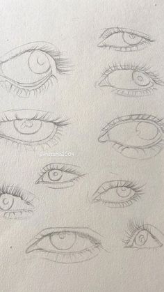 an image of different eyes drawn in pencil