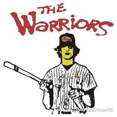 a drawing of a man holding a baseball bat and wearing a uniform that says the warriors