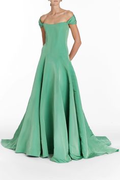 Vittoria Leaf Green Drop Waist Gown | Over The Moon Leaf Green Dress, Drop Waist Gown, Dress Maker, Model Clothes, Holy Matrimony, Pavilion Architecture, Elegant Gowns, Elegant Outfit Classy, Elegant Dresses Classy