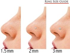 the nose is shown with three different angles to show it's size and shape