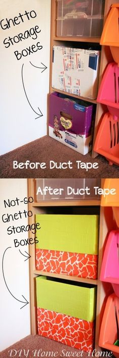 the before and after pictures of duct tape storage