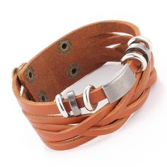 Personality Braided Leather Bracelet Adjustable Brown Metal Wrap Bracelet, Casual Brown Metal Bracelets, Casual Brown Metal Bracelet, Trendy Brown Metal Bracelets, Adjustable Brown Metal Bracelets, Adjustable Brown Metal Bracelet, Adjustable Metal Bracelets With Leather Strap, Adjustable Metal Bracelet With Leather Strap, Trendy Adjustable Brown Leather Bracelet