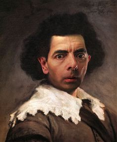 a painting of a man with an odd look on his face