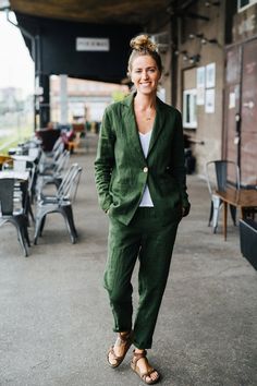 Milan suit Linen suit Green linen pants Linen jacket Linen | Etsy Green Linen Trousers, Linen Suits Women, Linen Blazers Women, Long Linen Pants, Green Linen Pants, Linen Pants Suit, Blazer Linen, Suit Green, Jacket Summer