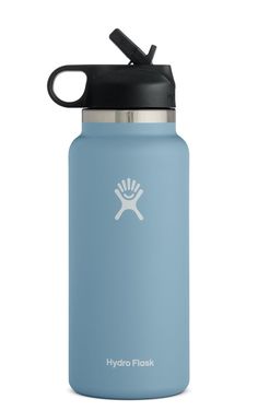 the hydro flask water bottle is light blue