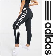 A Gym Staple That'll See You Through Any Workout, These Stretchy Leggings Are Detailed With Adidas' Iconic 3-Stripes And Trefoil Logo. 27" Inseam; 93% Cotton, 7% Elastane Machine Wash, Tumble Dry Imported Adidas Activewear With Three Stripes For Spring, Adidas Spring Activewear With Three Stripes, Fitted Sportswear Bottoms With Adidas Logo, Spring Adidas Fitted Activewear, Sporty Fitted Bottoms With Three Stripes, Adidas Logo Fitted Workout Bottoms, Fitted Adidas Bottoms For Workout, Fitted Workout Bottoms With Adidas Logo, Fitted Sportswear Bottoms With Side Stripes