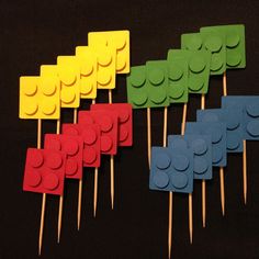 there are many legos on the sticks together