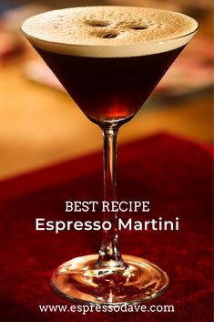 the best recipe for espresso martini in a glass on a red tablecloth