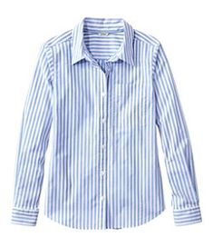 #LLBean: Women's Essential Cotton Poplin Shirt, Long-Sleeve Unpolished Casual, Arctic Blue, Cotton Poplin Shirt, Oxford Dress, Women Essentials, Poplin Shirt, Women's Shirts, L L Bean, Cotton Poplin